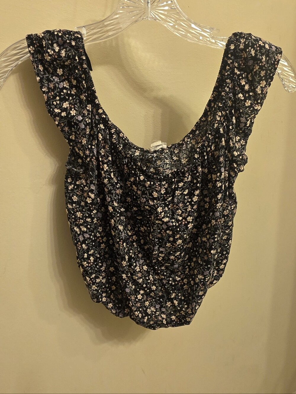 Garage Navy Floral Smocked Square-Neck Cami